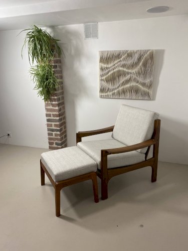Fauteuil et ottoman danois en teck, années 1960