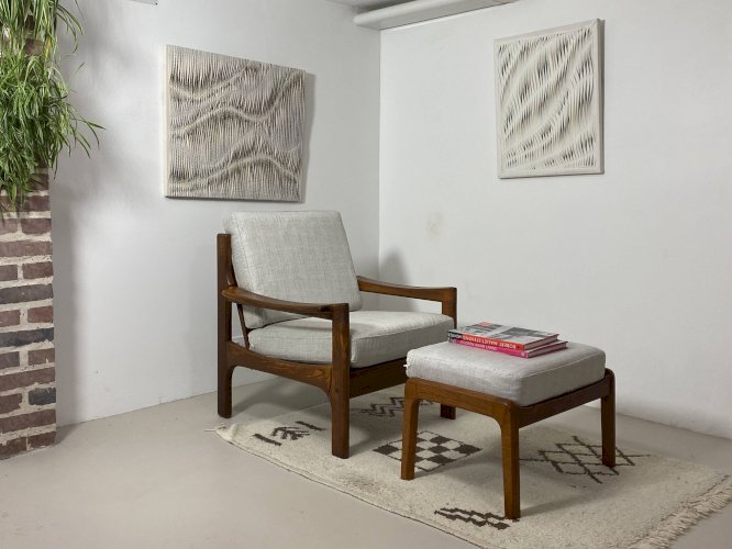 Fauteuil et ottoman danois en teck, années 1960