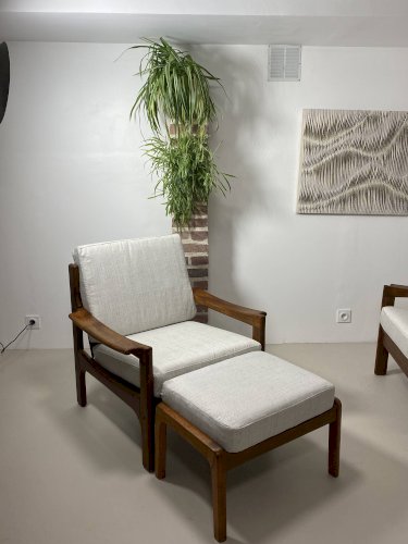 Fauteuil et ottoman danois en teck, années 1960