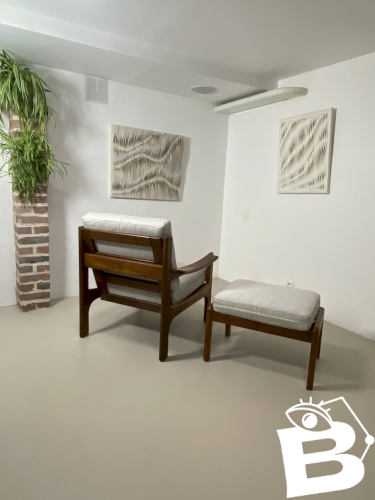 Fauteuil et ottoman danois en teck, années 1960