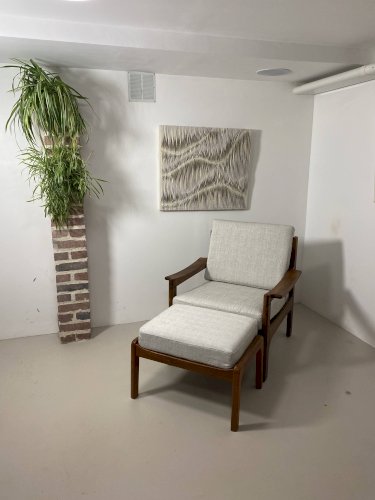 Fauteuil et ottoman danois en teck, années 1960