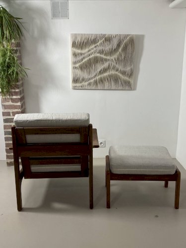 Fauteuil et ottoman danois en teck, années 1960