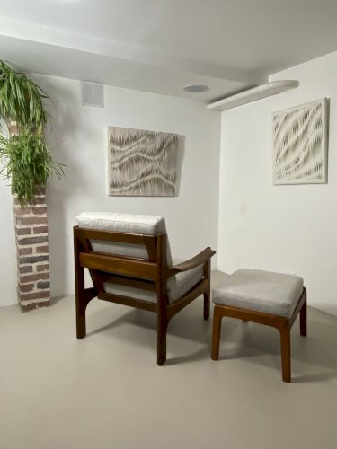 Fauteuil et ottoman danois en teck, années 1960