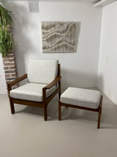 Fauteuil et ottoman danois en teck, années 1960