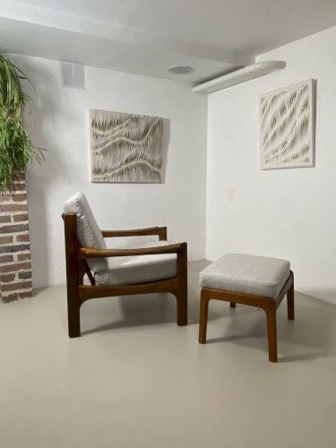 Fauteuil et ottoman danois en teck, années 1960