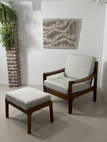 Fauteuil et ottoman danois en teck, années 1960