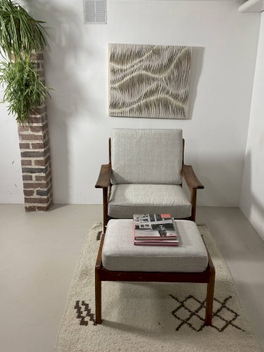 Fauteuil et ottoman danois en teck, années 1960