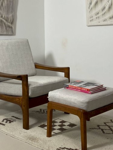 Fauteuil et ottoman danois en teck, années 1960