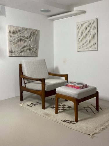 Fauteuil et ottoman danois en teck, années 1960