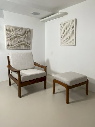 Fauteuil et ottoman danois en teck, années 1960