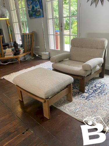 Fauteuil et repose-pieds Rolf Benz, Allemagne, années 1980