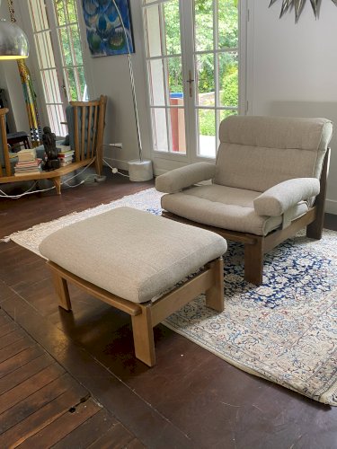 Fauteuil et repose-pieds Rolf Benz, Allemagne, années 1980