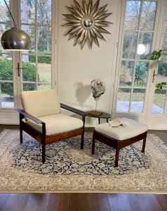 Fauteuil & Ottoman Hans Olsen – Vatne Møbler Danemark, 1960 Palissandre