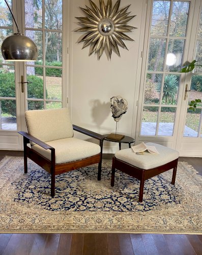 Fauteuil & Ottoman Hans Olsen – Vatne Møbler Danemark, 1960 Palissandre