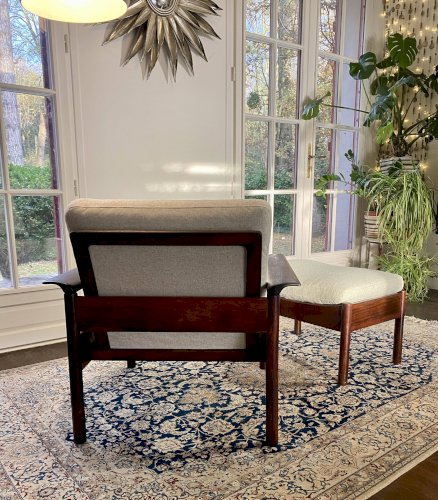 Fauteuil & Ottoman Hans Olsen – Vatne Møbler Danemark, 1960 Palissandre