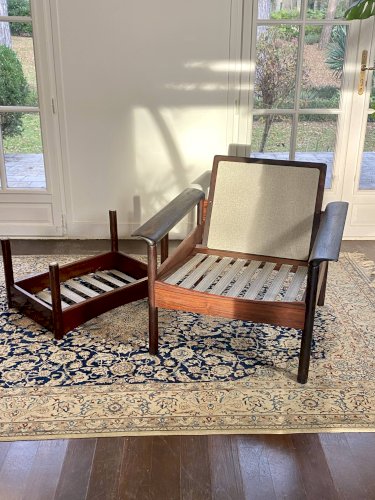 Fauteuil & Ottoman Hans Olsen – Vatne Møbler Danemark, 1960 Palissandre