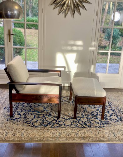 Fauteuil & Ottoman Hans Olsen – Vatne Møbler Danemark, 1960 Palissandre