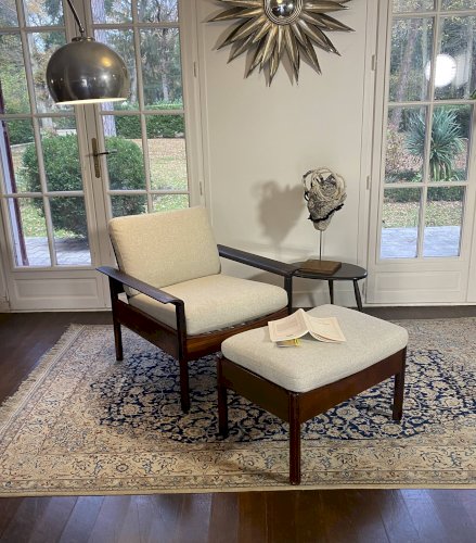 Fauteuil & Ottoman Hans Olsen – Vatne Møbler Danemark, 1960 Palissandre