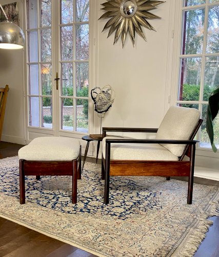 Fauteuil & Ottoman Hans Olsen – Vatne Møbler Danemark, 1960 Palissandre