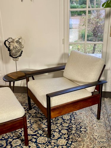 Fauteuil & Ottoman Hans Olsen – Vatne Møbler Danemark, 1960 Palissandre