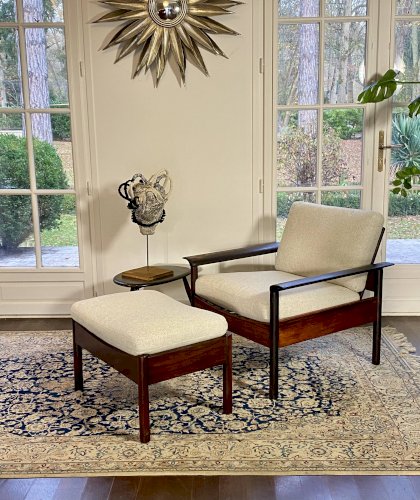 Fauteuil & Ottoman Hans Olsen – Vatne Møbler Danemark, 1960 Palissandre