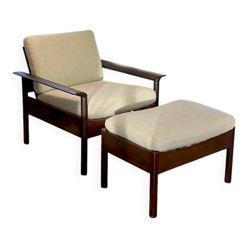 Fauteuil & Ottoman Hans Olsen – Vatne Møbler Danemark, 1960 Palissandre