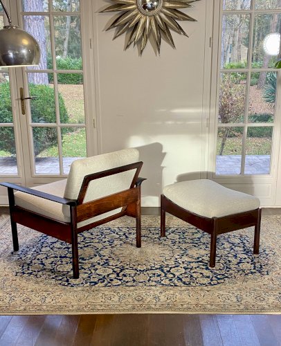 Fauteuil & Ottoman Hans Olsen – Vatne Møbler Danemark, 1960 Palissandre