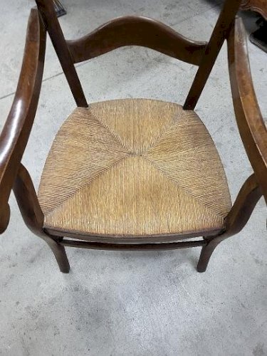 FAUTEUIL PAILLE ANCIEN EN NOYER DU XIX ème SIECLE N° 2