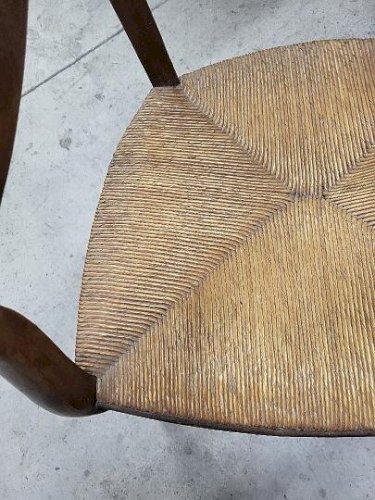FAUTEUIL PAILLE ANCIEN EN NOYER DU XIX ème SIECLE N° 2