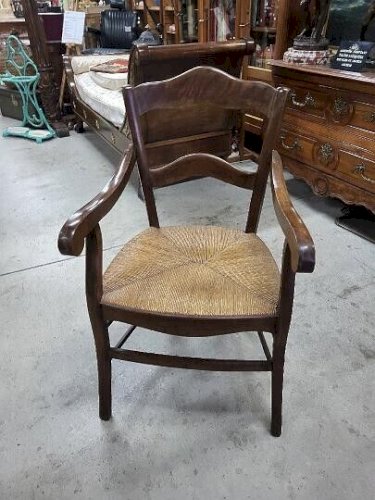 FAUTEUIL PAILLE ANCIEN EN NOYER DU XIX ème SIECLE N° 2