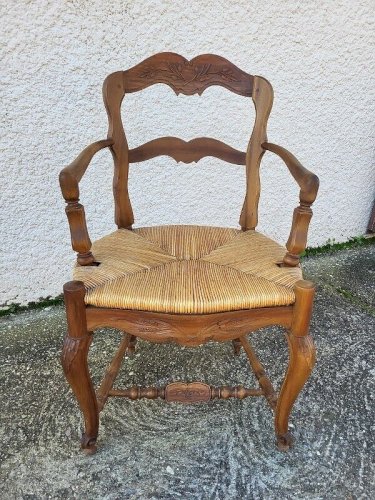FAUTEUIL PROVENCAL PAILLE EN NOYER