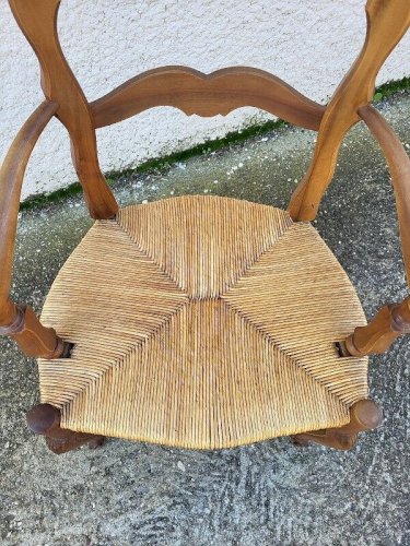FAUTEUIL PROVENCAL PAILLE EN NOYER