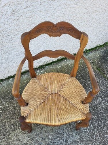 FAUTEUIL PROVENCAL PAILLE EN NOYER