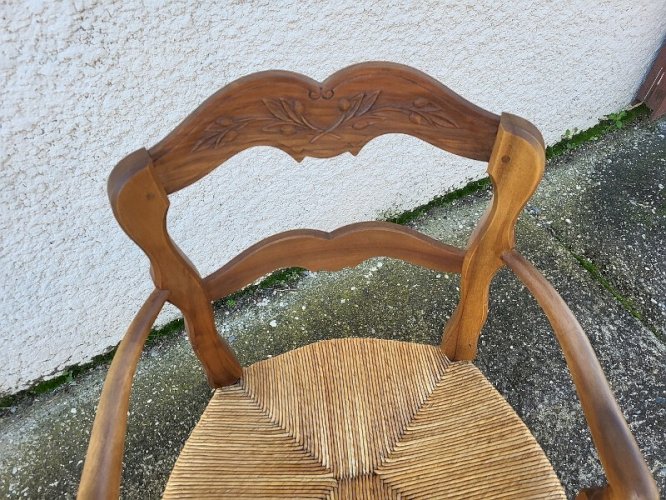 FAUTEUIL PROVENCAL PAILLE EN NOYER