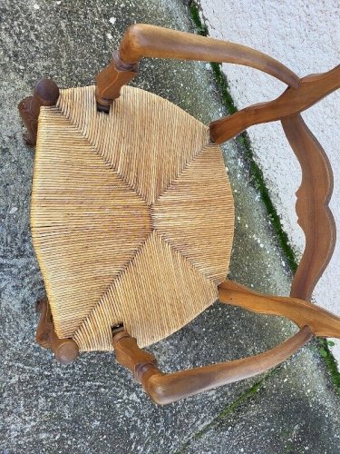 FAUTEUIL PROVENCAL PAILLE EN NOYER