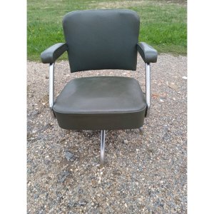 Fauteuil Pullman Métal Chromé et Skai Vert
