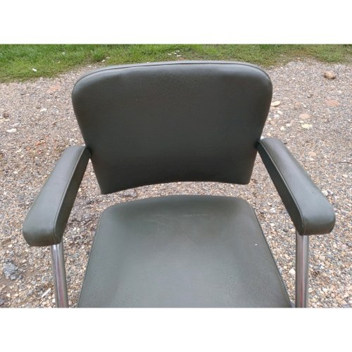 Fauteuil Pullman Métal Chromé et Skai Vert