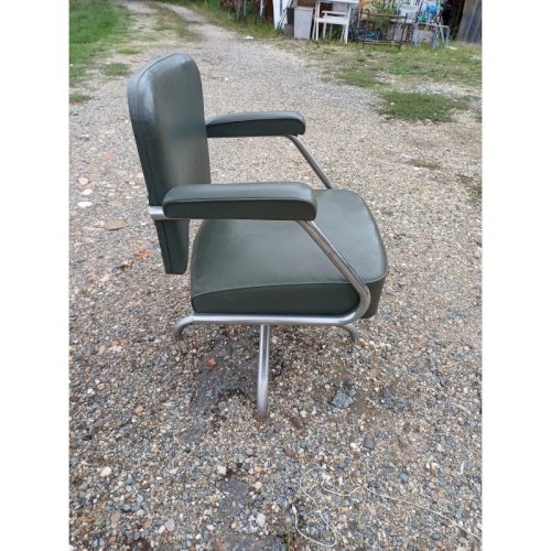 Fauteuil Pullman Métal Chromé et Skai Vert