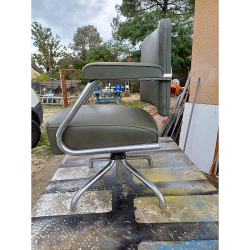 Fauteuil Pullman Métal Chromé et Skai Vert