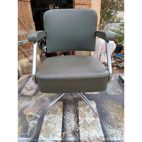 Fauteuil Pullman Métal Chromé et Skai Vert