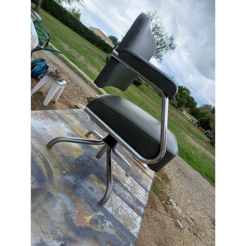 Fauteuil Pullman Métal Chromé et Skai Vert