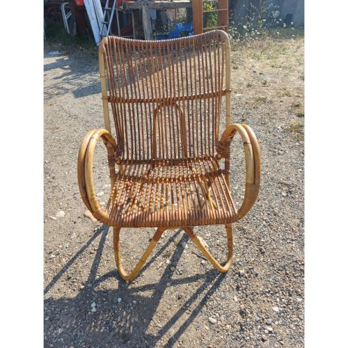 Fauteuil Rotin , Osier Vintage