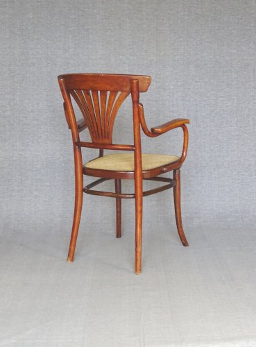 Fauteuil Thonet N°221 , incrustations " bronze " 1905 cannage parfait