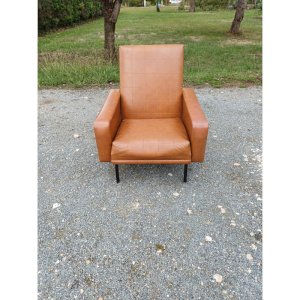 Fauteuil Vintage des Années 50/60 Skai Marron