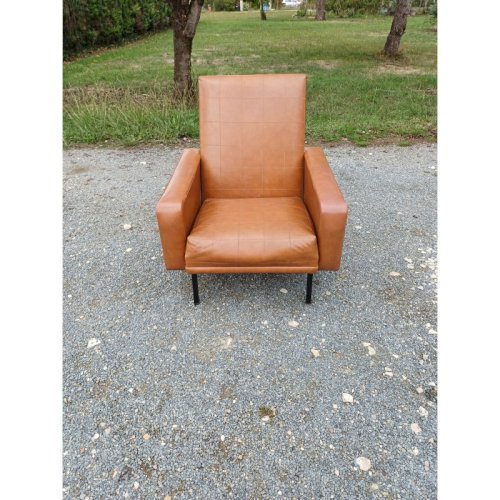 Fauteuil Vintage des Années 50/60 Skai Marron