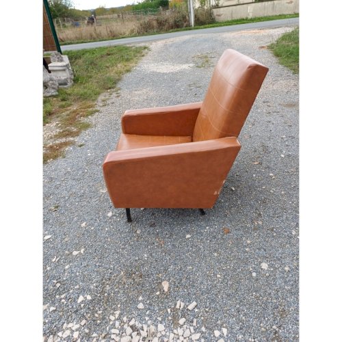 Fauteuil Vintage des Années 50/60 Skai Marron