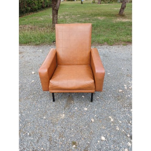 Fauteuil Vintage des Années 50/60 Skai Marron