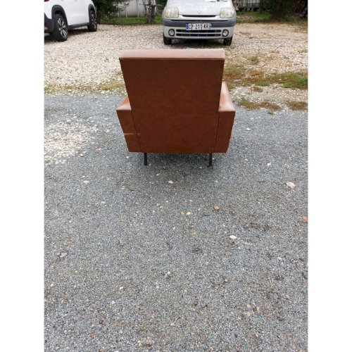 Fauteuil Vintage des Années 50/60 Skai Marron