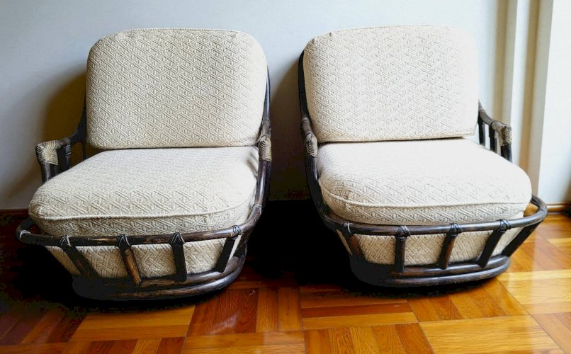 Fauteuils Chauffeuses en rotin Années 70 (*2)