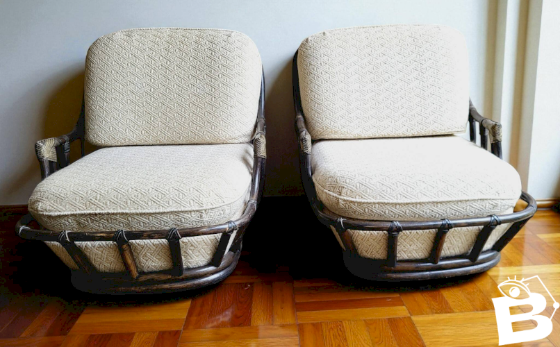 Fauteuils Chauffeuses en rotin Années 70 (*2)